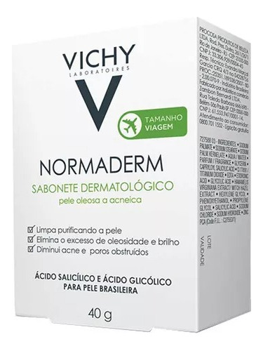 Sabonete Barra Dermatológico Vichy Normaderm Caixa 40g