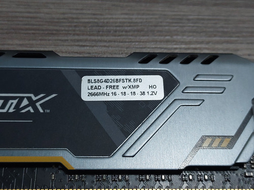 Memória Ddr4 Crucial Ballistix 8gb 2666mhz (Usado)