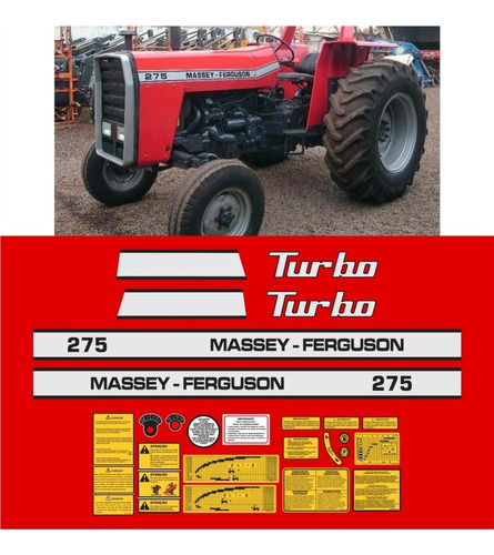 Adesivo Trator Massey Ferguson Mf 275 Turbo + Etiqueta Mk Cor PADRÃO