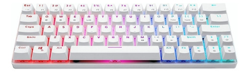 Teclado gamer bluetooth Hou ji QWERTY Cherry MX Red español color blanco con luz RGB