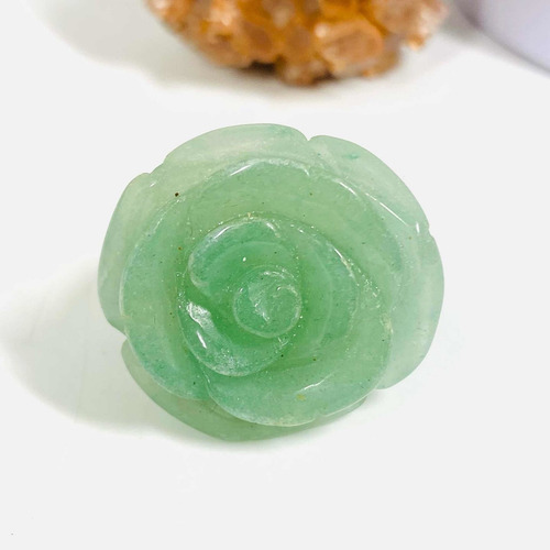 Anillo Flor Rosa Jade Verde 100% Natural N23- Ajad34