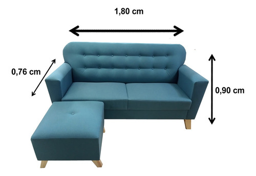Sillon Sofa 3 Cuerpos Con Isla Patas De Madera