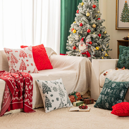 Cubiertas De Almohada De Árbol De Árbol De Navidad Verde Sin