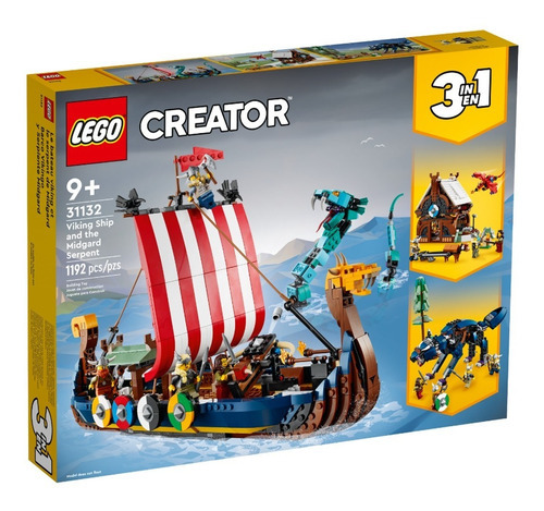 Lego Creator 3 En 1 Barco Vikingo Y Serpiente Midgard Cantidad De Piezas 1192