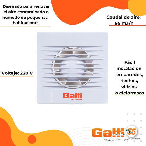 Imagen 4 de 10 de Extractor De Aire Baño 4 Gatti Ventilación Motor Potenciado