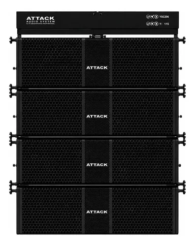 Kit Caixa De Som 4x Caixa Attack Line Array Vsl206 + 1x Bump Preto 127/220v