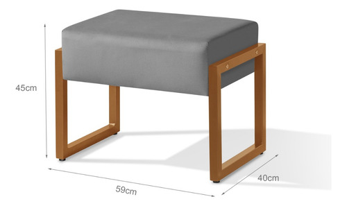 Kit 2 Puf Estofago Bege E Base Cobre Lançamento
