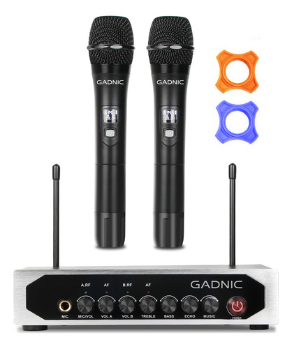 Set Microfonos Inalambricos Bluetooth Karaoke Gadnic Uhf X2