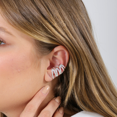 Brinco Ear Cuff Banhado A Prata (semijoia)