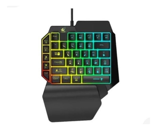 Teclado De Una Mano Gamer  Color Negro Con Luz