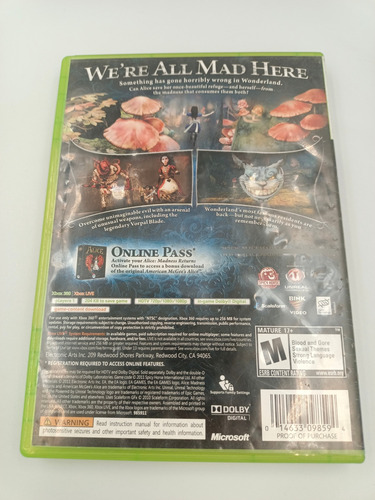 Alice Madness Returns En Español | Xbox 360 (Reacondicionado)