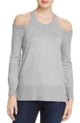 Sweater Cold Shoulder Gris Metalico Marca Aqua Talla S