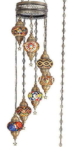 7 Globos Swag Plug In Turco Mosaico Marroquí Bohemio Tiffany