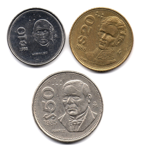 México 10, 20 Y 50 Pesos 1985 - 1988