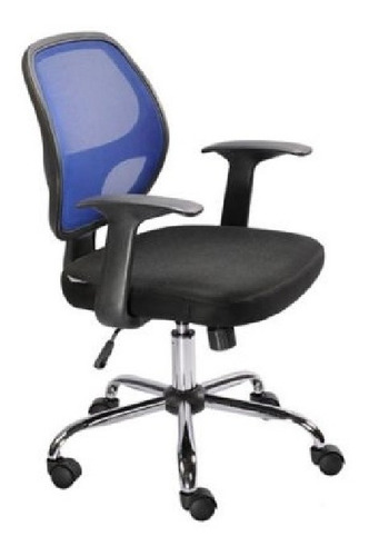 Silla De Oficina Ejecutiva Ergonómica C/ Brazos Negra Y Azul