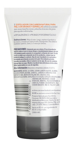 Imagen 2 de 3 de Bioré Exfoliador Carbón Natural Piel Con Granos Y Espinillas