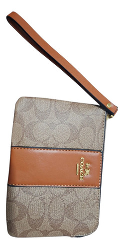 Muñequera Para Mujer Con Tarjetero Interno Estilo Ch 18x13 Marrón Floreado