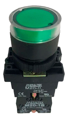Botao Pulsador Iluminado P20igr-g-1c Verde 220v Metaltex