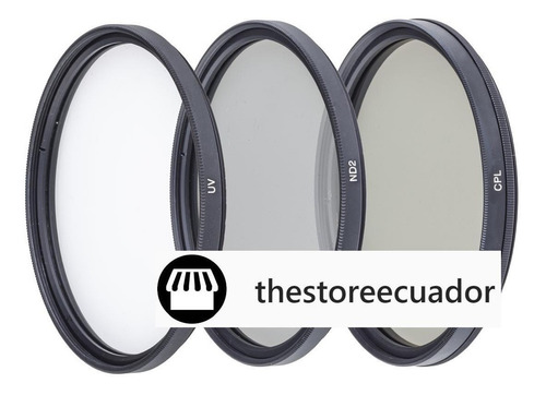Kit 3 Filtros (uv,cpl,nd2) 49m, 55m, 58mm Canon Nikon Sony