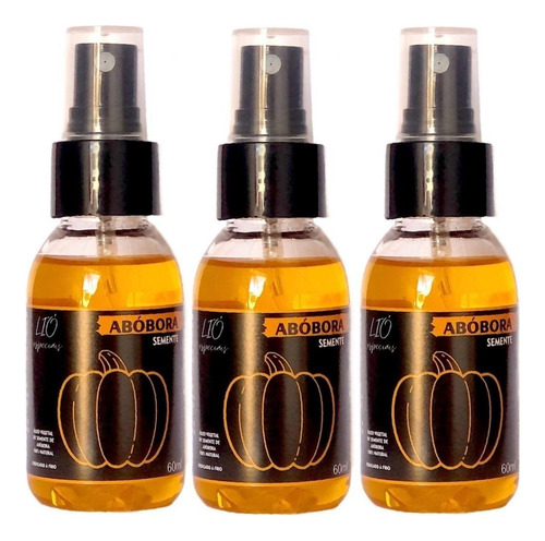 Óleo De Abóbora 100% Natural Puro 60ml - Kit Com 3 Unidades