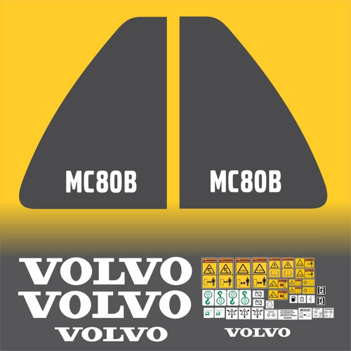 Kit Adesivo Volvo Mc80b Mini Carregadeira E Etiquetas Mk Cor Padrão
