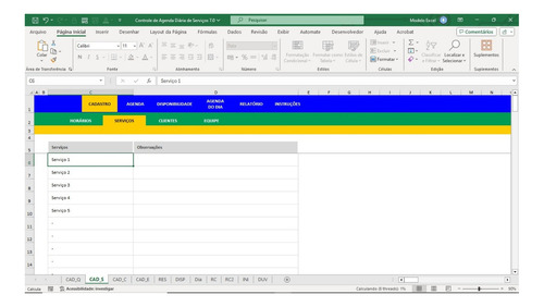 Planilha De Controle E Agenda Diária De Serviços 7.0