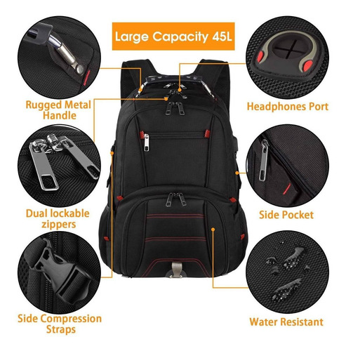 Mochila Extra Grande, Ordenador Portátil De Viaje Mochila Ts