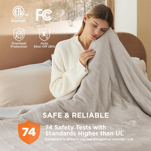 Manta Eléctrica Bedsure King Size Con Doble Control, Color C