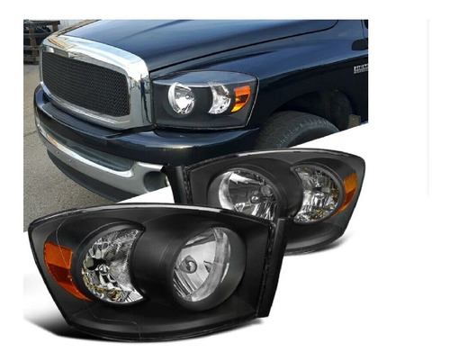 Dodge Ram 2006 2008 Juego De Faros Fondo Negro 2007 06 07 08