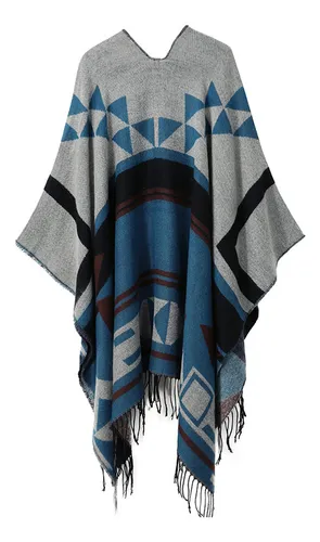 Bufanda Tejida Para Mujer, Chal, Poncho, Estampado Geométric