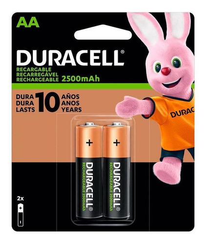 Pilha Recarregável Durcell Aa 2500 Mah Com 2 Unidades Ac2473