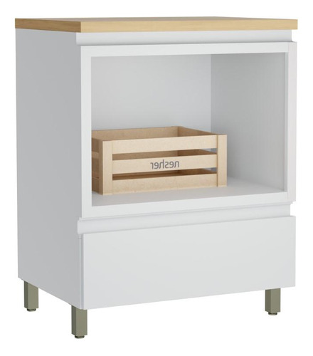 Gabinete Banheiro 70cm Em Mdf Nesher Rainha Branco Marrom