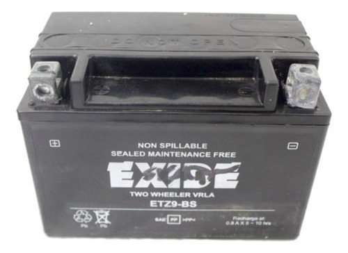 Batería Exide Etz9-bs Descargada Sin Ácido Para Ktm Bajaj Izquierdo