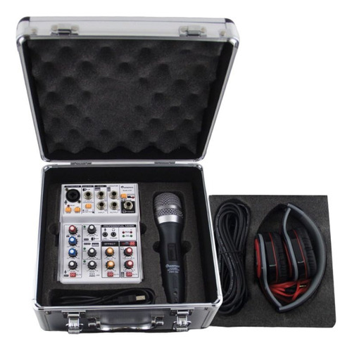 Mezcladora Kit Studio 4 Kit 4 Canales Audifonos Microfono