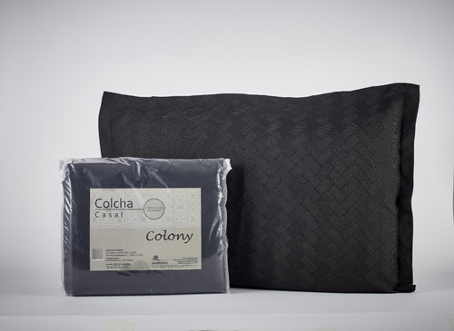 Kit Colcha Colony Casal Queen Bricks Cobre Leito Capa Almofa Cor Preto