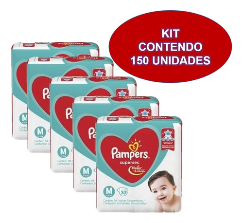 Kit 5 Pacotes Fraldas Pampers Descartável Infantil Atacado Tamanho Extra extra grande (XXG)
