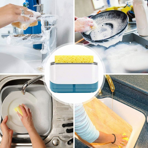 Imagen 4 de 9 de Dispensador De Jabón Para Cocina Con Jabonera 2 En 1