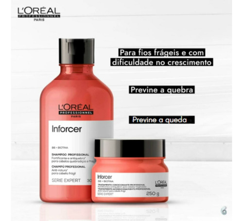 Kit L´Oréal Inforcer Shampoo 300ml + Mascara 250ml