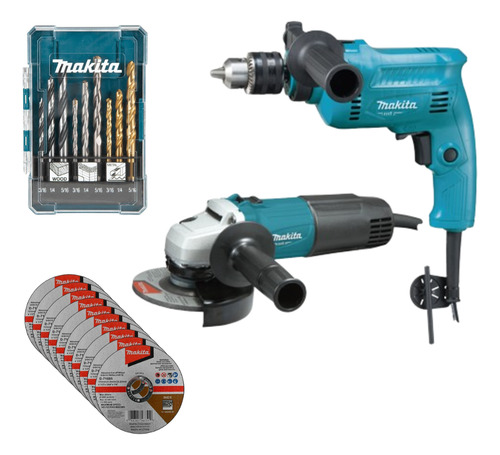 Combo Makita Mt Rotomartillo + Miniesmeriladora Mtk0003b Turquesa 50 60