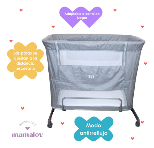 Colecho Cuna Moisés Para Bebé 2 Niveles Confety P965m - Gris