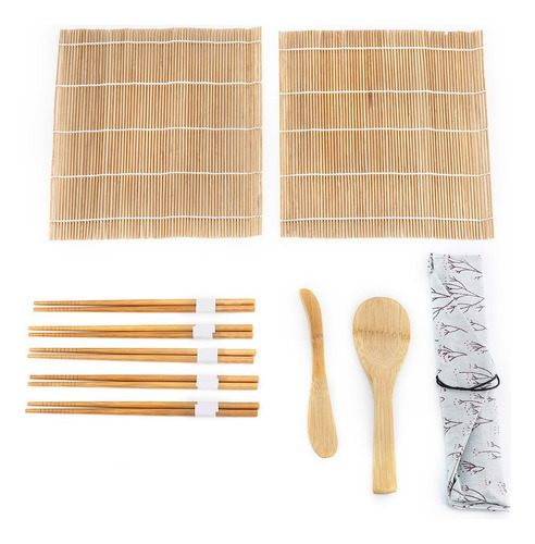 Kit Para Hacer Sushi 9pcs/set Bamboo Incluye 2 Alfombrillas