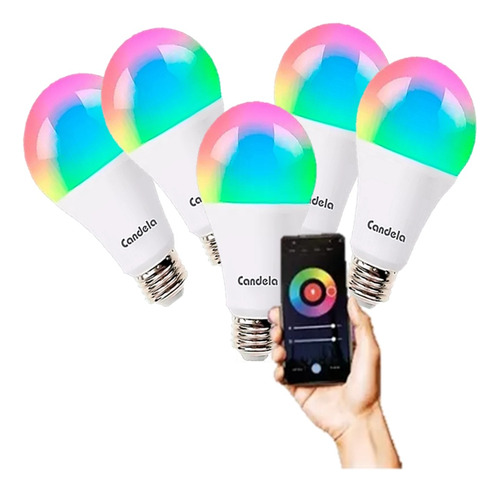 X 5 Lampara Led Wifi 9w Inteligente Luz Colores Fría Cálida 