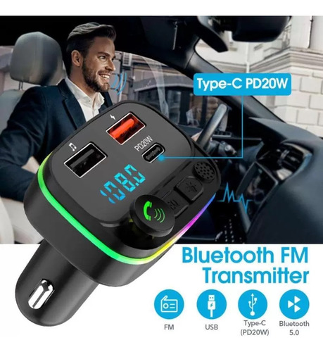 Receptor Bluetooth Auto Transmisor Fm Mp3 Cargador Usb P3