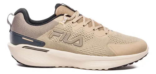 Tênis Fila Duality 2 bege visto de perfil lateral com solado creme