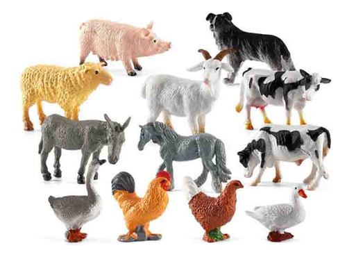 12 Animales De Granja: Caballo, Oveja, Burro, Gallo, Vaca, C