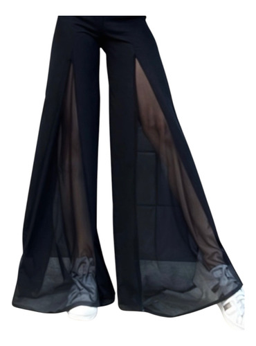 Pantalón Transparente De Tiro Alto Con Corte Holgado Mujer