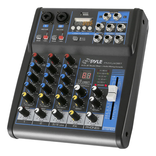 Mezclador De Audio Profesional Pyle Placa De Sonido Interfaz