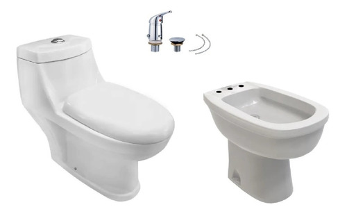 Inodoro Deposito One, Todo 1, Bidet K, Grifería Bidet Y Lavatorio Naffull Combo 02