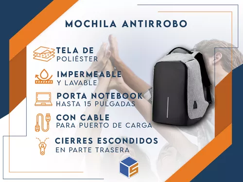 Mochila antirrobo impermeable con carga USB