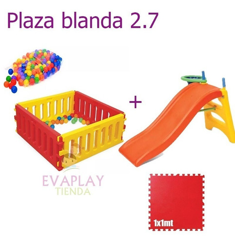 Plaza Blanda 2.7 Tobogan+goma Eva+corralito+pelotas